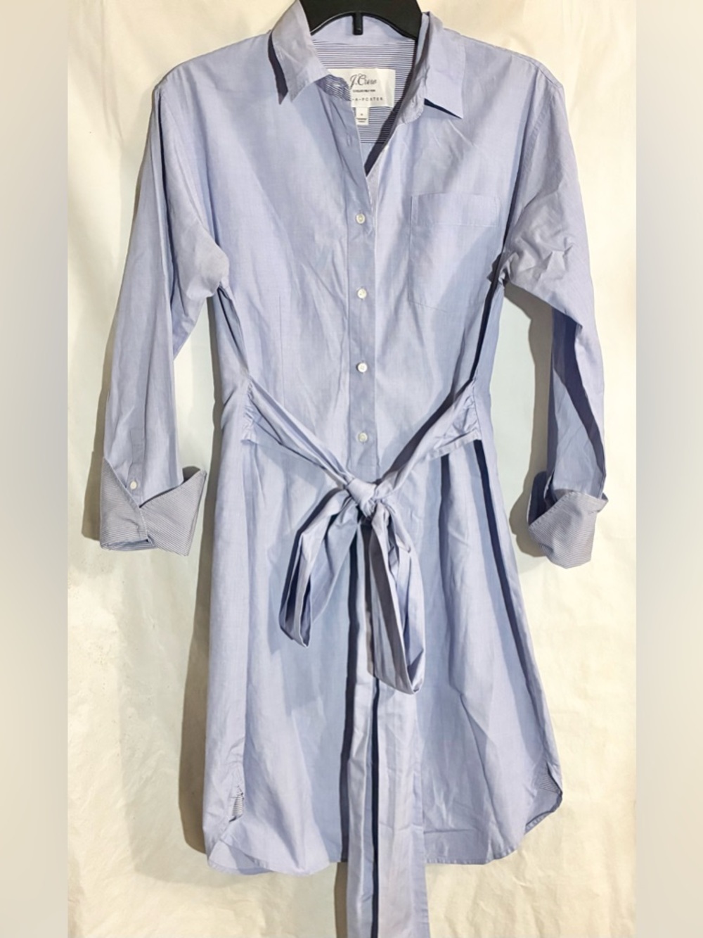J Crew Net A Porter Bow Belt Shirt Dress 6 Stripes Cotton Preppy Coastal Office